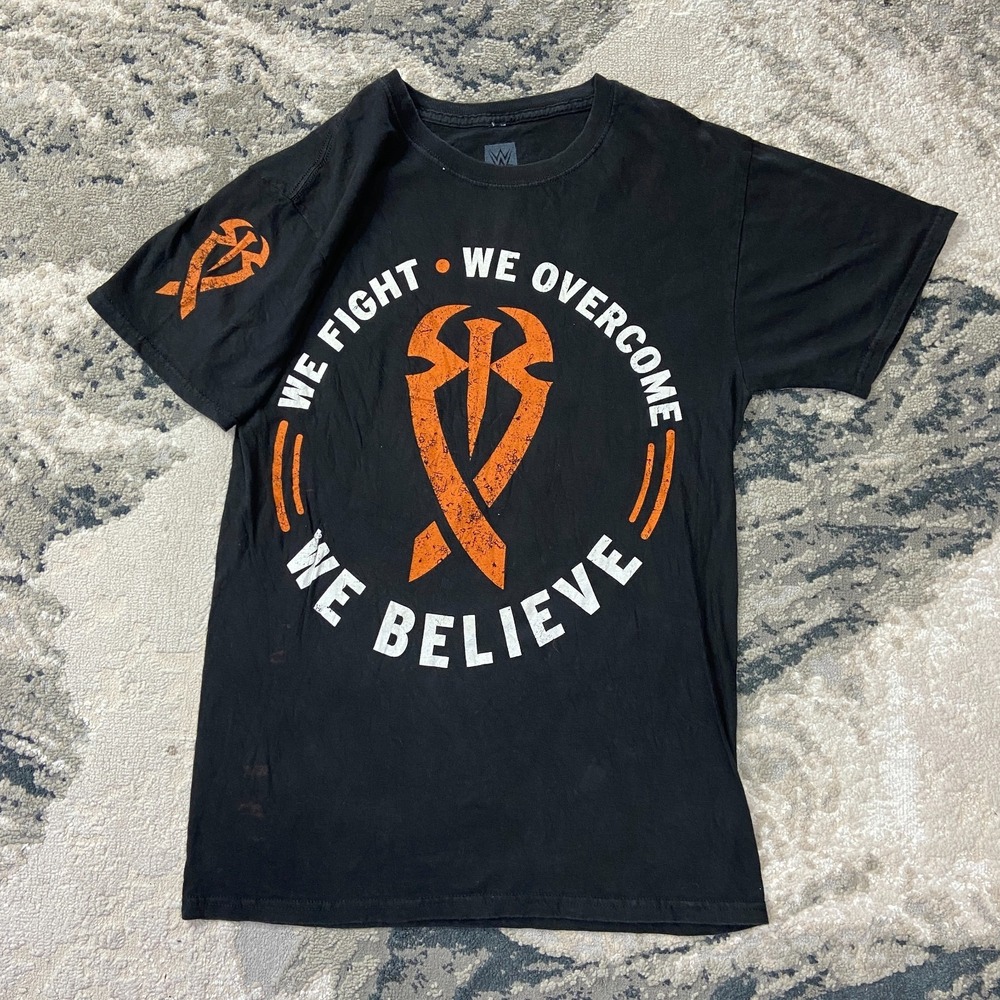 WWE Roman Reigns T Shirt Mens S Black We Fight We Believe We Overcome Graphic
